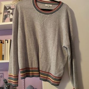 Madewell Gray and Rainbow Stripe Sweater